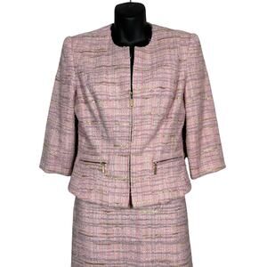 Carmen Marc Valvo Tweeed Skirt Blazer Set Pink Legally Blonde Barbie DIY - 6